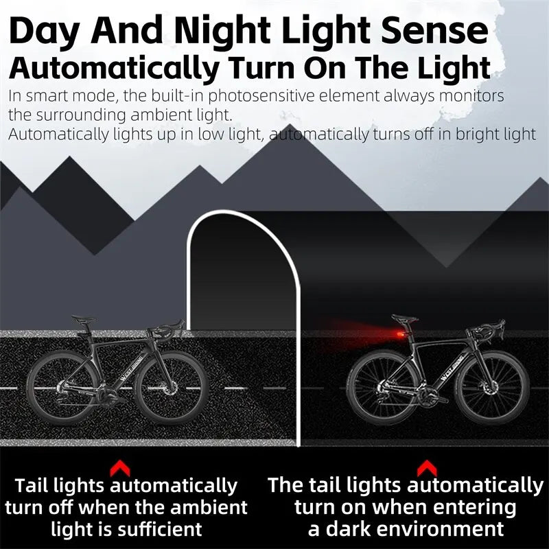 WEST BIKING Smart Alarm Taillight Remote Steering Tail Light IP65 Waterproof Type-C Charging Bike Taillight Alarm Bicycle Light